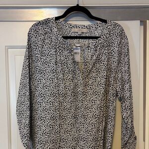 LOFT Black and White Patterned Blouse